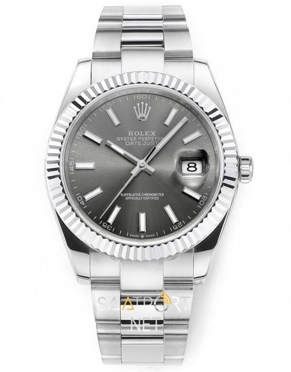 Rolex Datejust 41mm Rhodium Oyster Grey Dial Super Clone eta