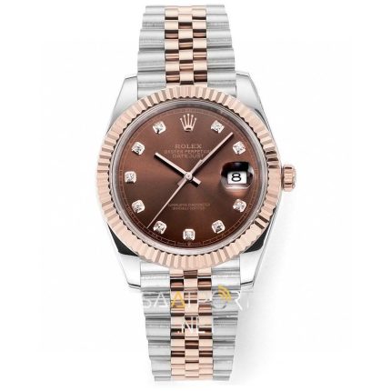 Rolex Datejust 41mm Rose Gold Two Tone Chocolate Super Clone Eta