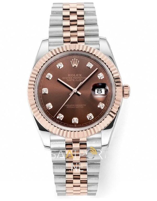 Rolex Datejust 41mm Rose Gold Two Tone Chocolate Super Clone Eta