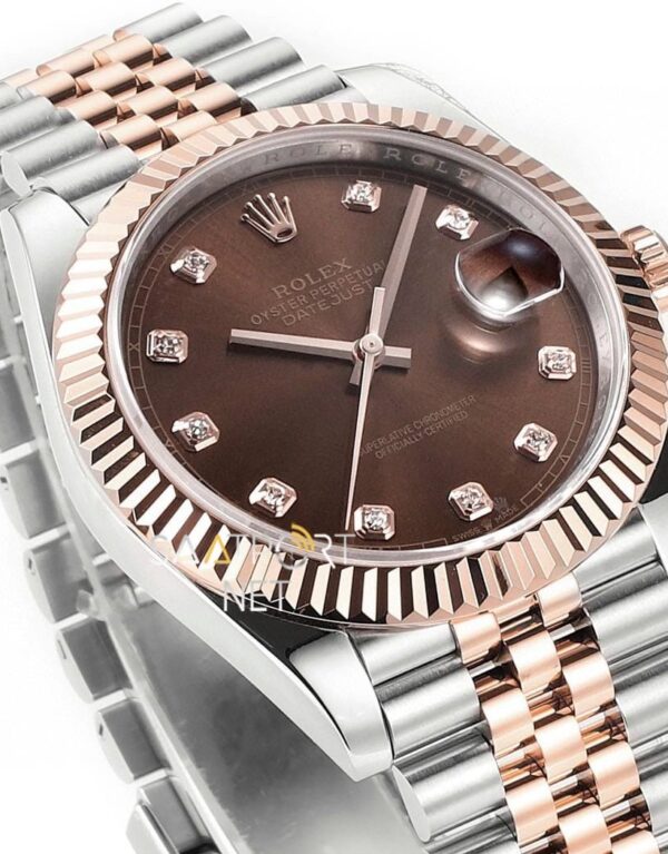 Rolex Datejust 41mm Rose Gold Two Tone Chocolate Super Clone Eta (2)