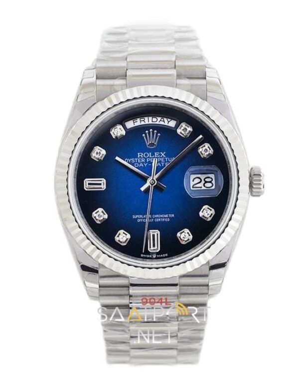 Rolex Day-Date 36mm Blue Dial Baget 128239 Super clone
