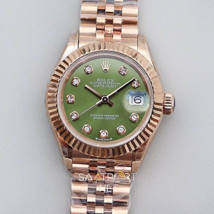 Rolex Lady Datejust 28mm Green Dial Full Rose Eta Saat