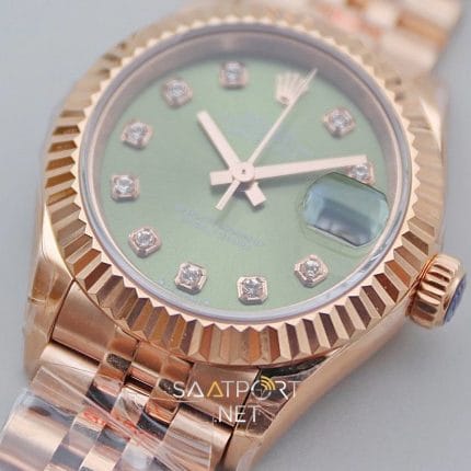 Rolex Lady Datejust 28mm Green Dial Full Rose Eta Saat (2)