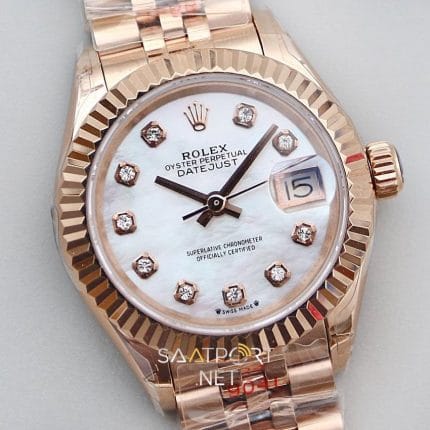 Rolex Lady Datejust 28mm Sedef Kadran Full Rose Eta Saat (6)