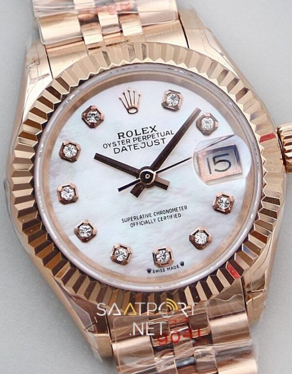 Rolex Lady Datejust 28mm Sedef Kadran Full Rose Eta Saat (6)