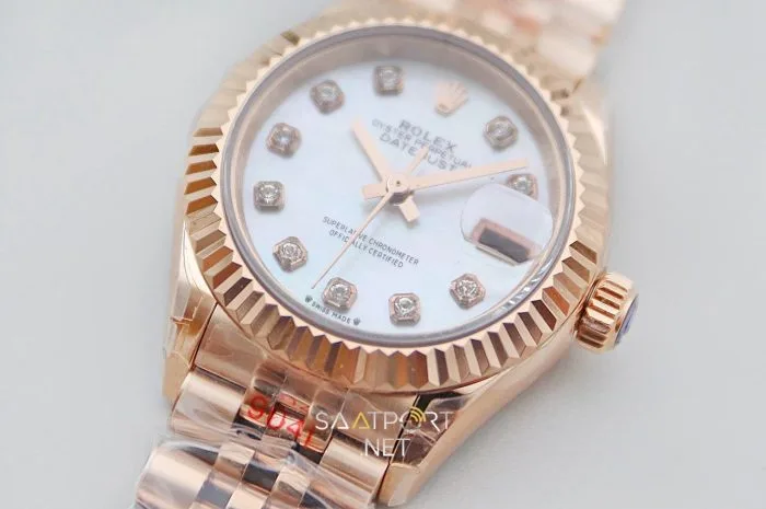 Rolex Lady Datejust 28mm Sedef Kadran Full Rose Eta Saat (7)
