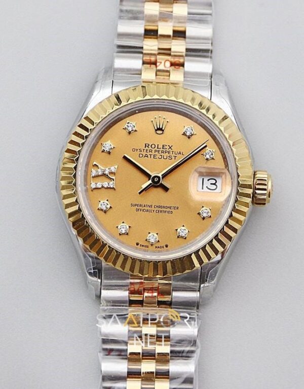 Rolex Lady Datejust 28mm Two Tone Gold Taşlı Kadran Eta Saat