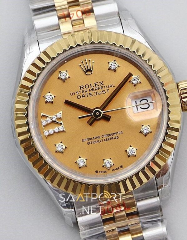 Rolex Lady Datejust 28mm Two Tone Gold Taşlı Kadran Eta Saat (3)