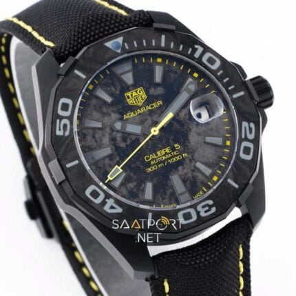 Aquaracer 300M Calibre 5 Special Carbon Black-Yellow Clone ETA (2)
