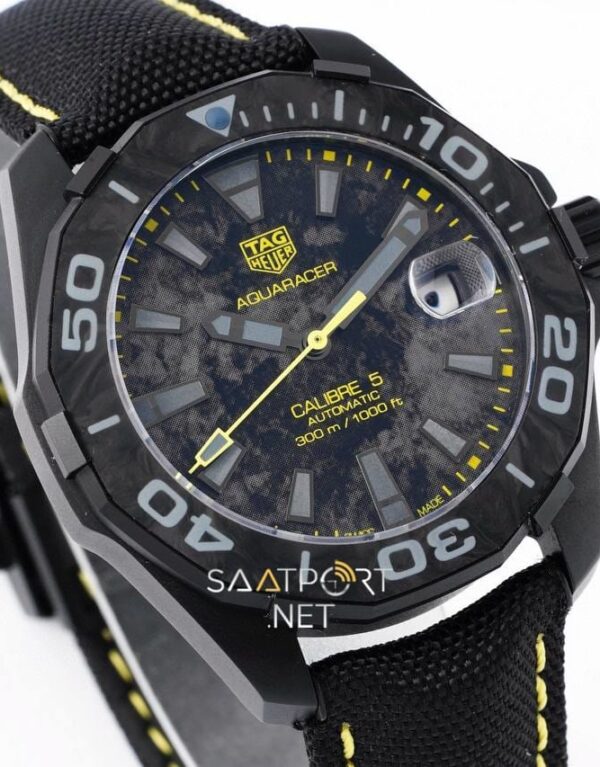 Aquaracer 300M Calibre 5 Special Carbon Black-Yellow Clone ETA (2)