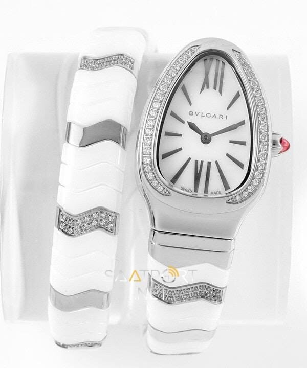 Bulgari Serpenti Yılan Taşlı Beyaz Seramik Tek Sarmal Super Clon Eta