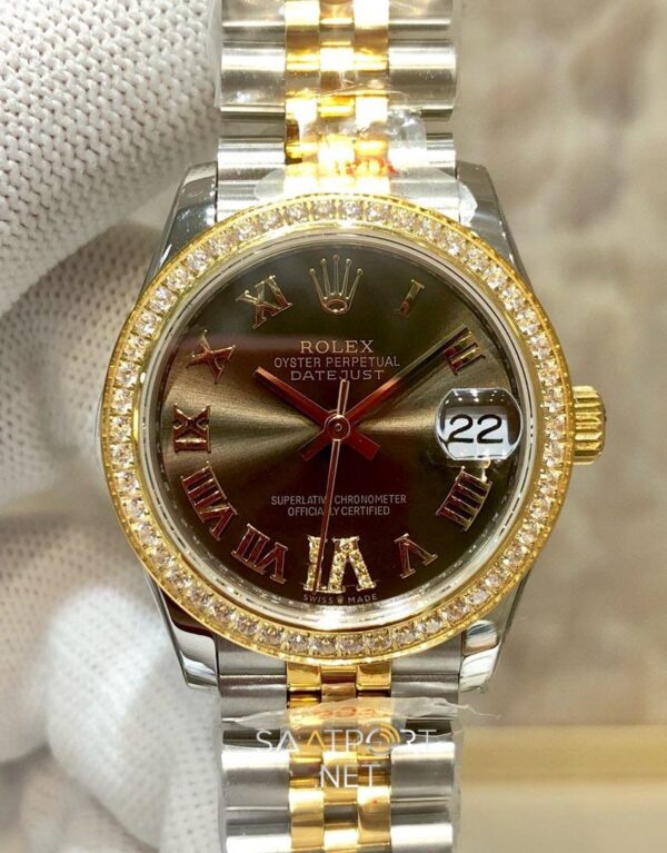 Rolex Datejust 31mm Brown Baget Taşlı 278271 Super Clone Eta