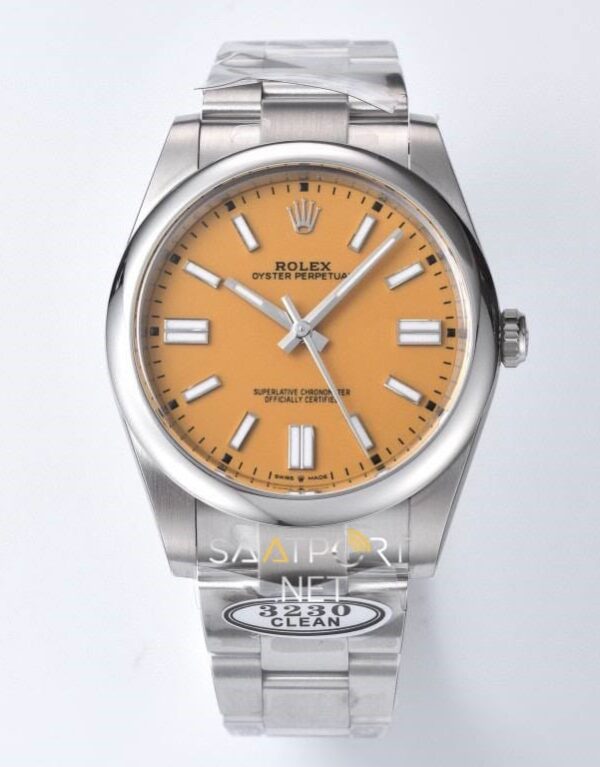 Rolex Oyster Perpetual 41mm Sarı Dial 124300 Super Clone Eta