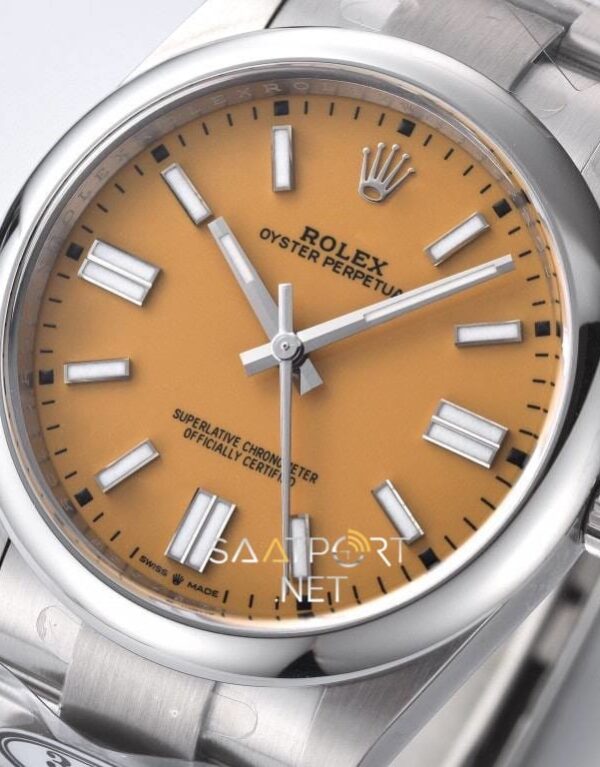 Rolex Oyster Perpetual 41mm Sarı Dial 124300 Super Clone Eta (5)