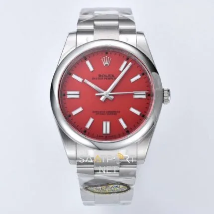 Rolex Oyster Perpetual 41mm Kırmızı Kadran Super Clone Eta Clean