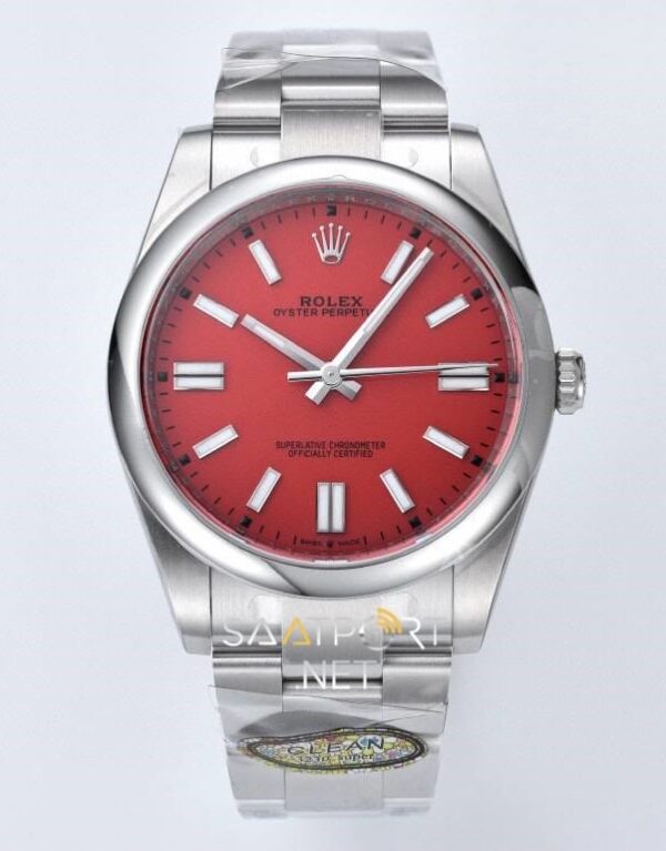 Rolex Oyster Perpetual 41mm Kırmızı Kadran Super Clone Eta Clean