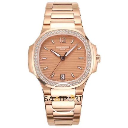 Patek Philippe Nautilus 7118 Full Taş Bezel 35mm Rose Kasa Eta