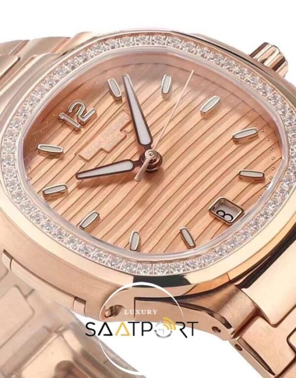 Patek Philippe Nautilus 7118 Full Taş Bezel 35mm Rose Kasa Eta
