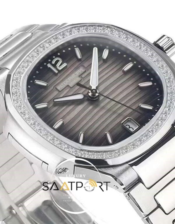 Patek Philippe Nautilus 7118 Gri Kadran Full Taş Bezel 35mm Eta