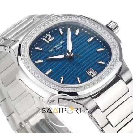 Patek Philippe Nautilus 7118 Mavi Kadran Full Taşlı Bezel 35mm Eta