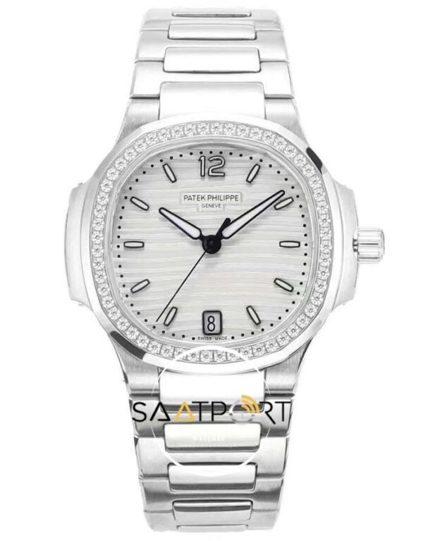Patek Philippe Nautilus 7118 Taşlı Bezel Beyaz Kadran 35mm Eta