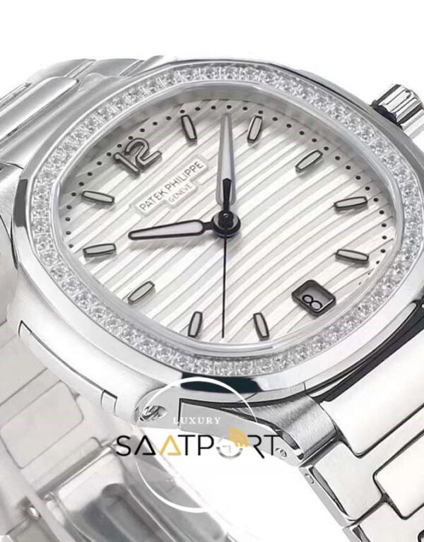 Patek Philippe Nautilus 7118 Taşlı Bezel Beyaz Kadran 35mm Eta