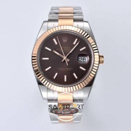 Rolex Datejust 41mm Brown Everose Gold Two-Tone 126331 Clean