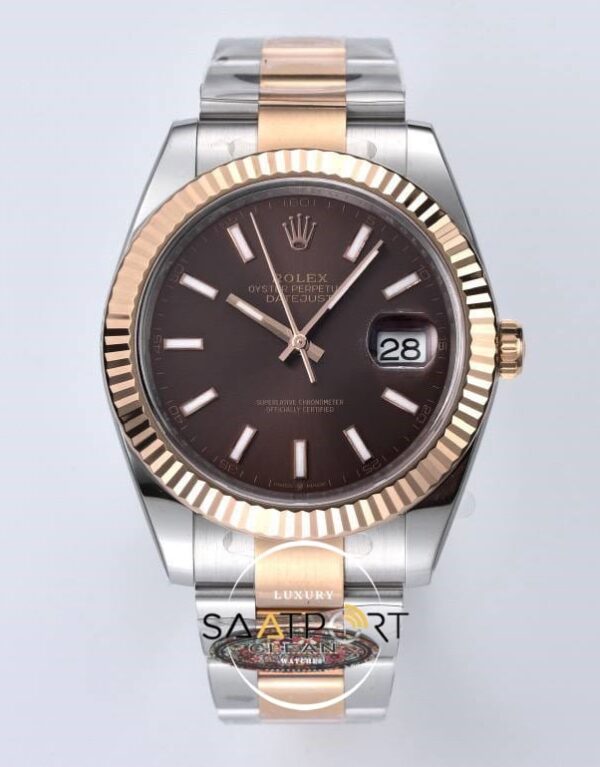 Rolex Datejust 41mm Brown Everose Gold Two-Tone 126331 Clean