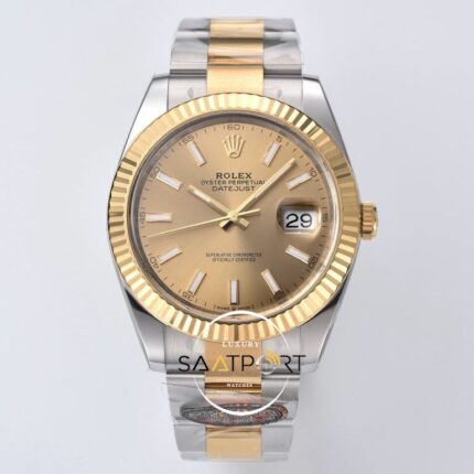 Rolex Datejust 41mm Gold Dial Oyster Kordon Super Clone Eta