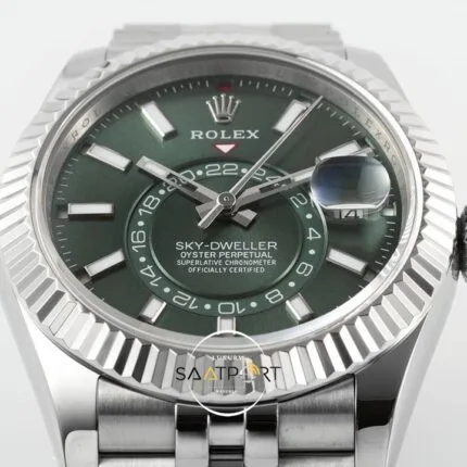 Rolex Sky Dweller 42 mm Yeşil Kadran Jübilee 336934 Super Clone Eta (2)