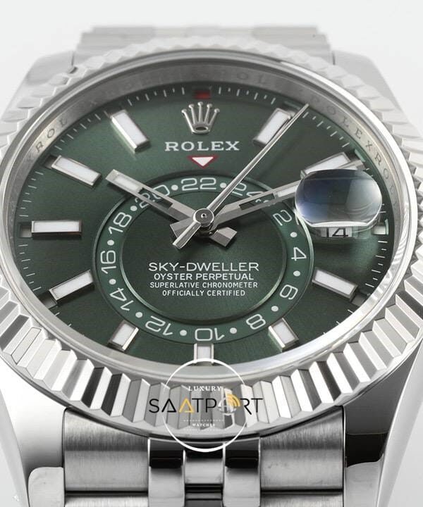 Rolex Sky Dweller 42 mm Yeşil Kadran Jübilee 336934 Super Clone Eta (2)