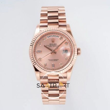 Rolex 128235 Day-Date Taşlı Rose Kadran 904L Rose 36mm 3255 ETA