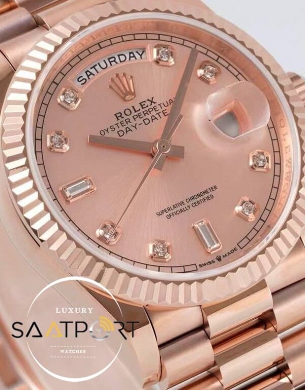 Rolex 128235 Day-Date Taşlı Rose Kadran 904L Rose 36mm 3255 ETA