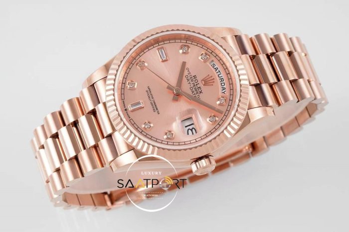 Rolex 128235 Day-Date Taşlı Rose Kadran 904L Rose 36mm 3255 ETA