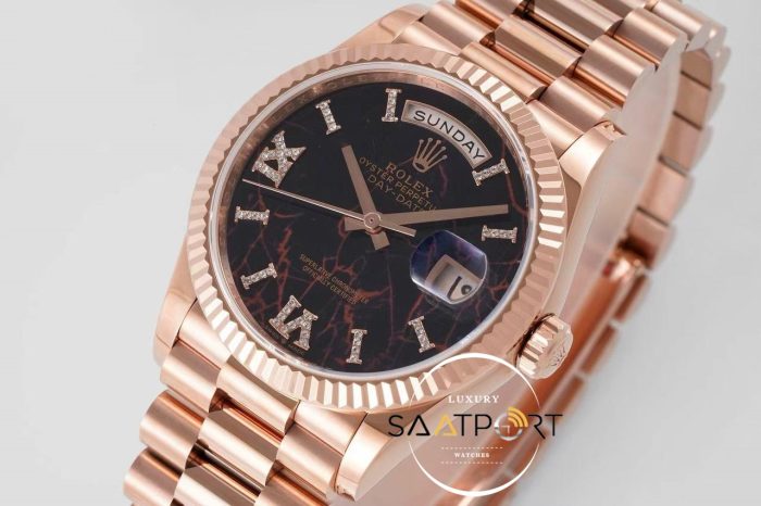 Rolex Day-Date 128235 904L Rose 36mm Taşlı Eisenkiesel Kadran 3255 ETA