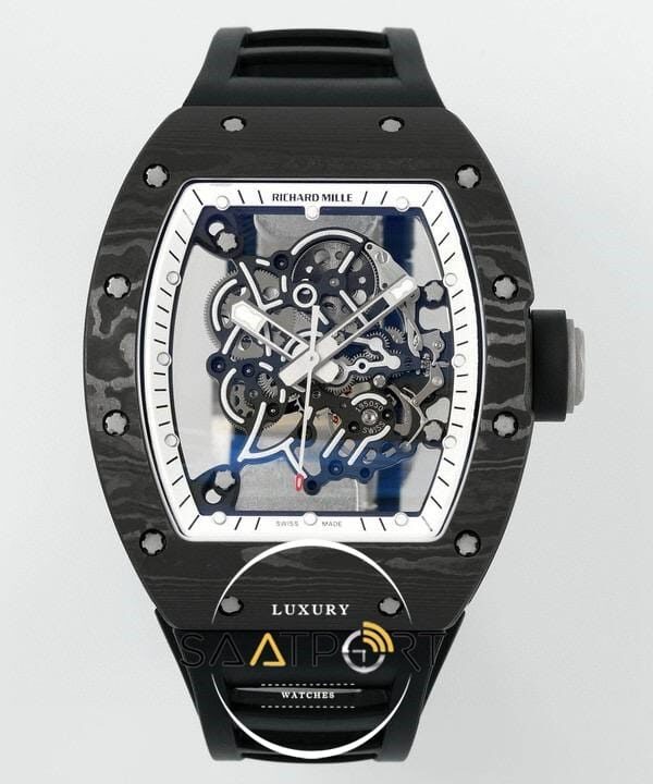 Richard Bubba Watson Americas Edition RM055 Beyaz İskelet Kadran Tourbillon Karbon Kasa ZF ETA