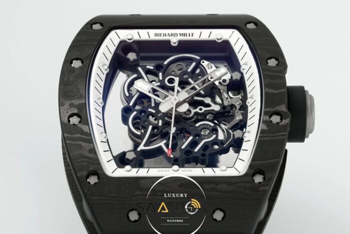 Richard Bubba Watson Americas Edition RM055 Beyaz İskelet Kadran Tourbillon Karbon Kasa ZF ETA