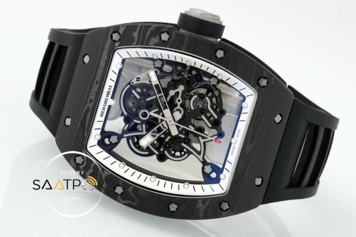 Richard Bubba Watson Americas Edition RM055 Beyaz İskelet Kadran Tourbillon Karbon Kasa ZF ETA