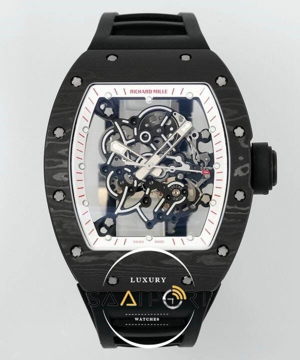 Richard Mille Limited Edition RM055 Beyaz İskelet Kadran Tourbillon Karbon Kasa ZF ETA