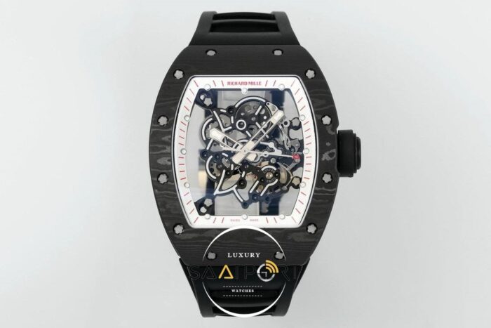 Richard Mille Limited Edition RM055 Beyaz İskelet Kadran Tourbillon Karbon Kasa ZF ETA