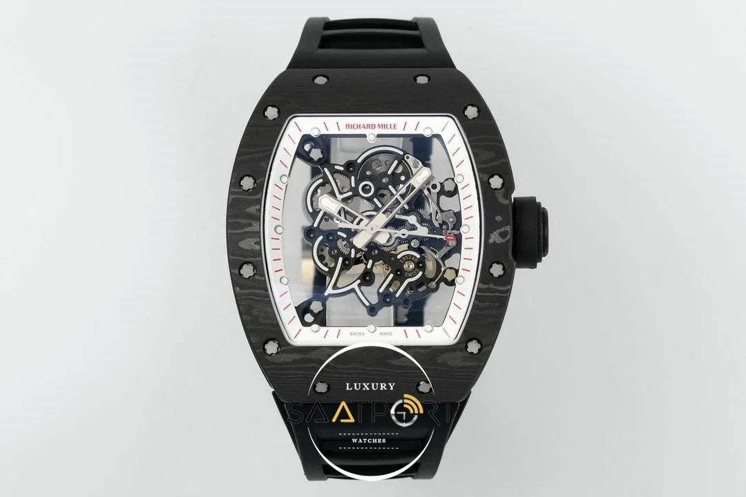 Richard Mille Limited Edition RM055 Beyaz İskelet Kadran Tourbillon Karbon Kasa ZF ETA (1) Richard Mille Limited Edition RM055 Beyaz İskelet Kadran Tourbillon Karbon Kasa ZF ETA