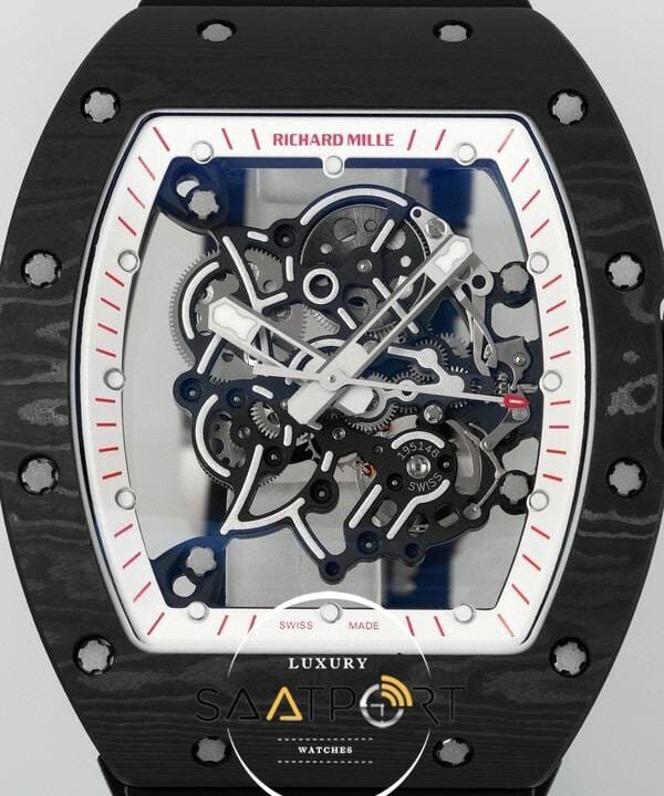Richard Mille Limited Edition RM055 Beyaz İskelet Kadran Tourbillon Karbon Kasa ZF ETA