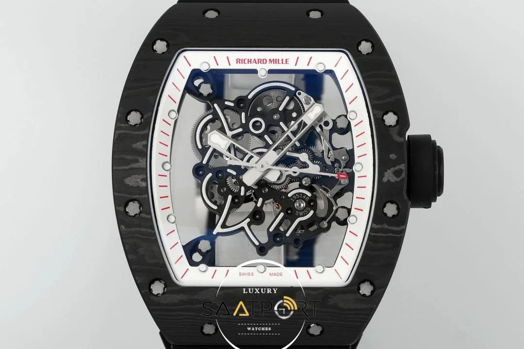 Richard Mille Limited Edition RM055 Beyaz İskelet Kadran Tourbillon Karbon Kasa ZF ETA (2) Richard Mille Limited Edition RM055 Beyaz İskelet Kadran Tourbillon Karbon Kasa ZF ETA