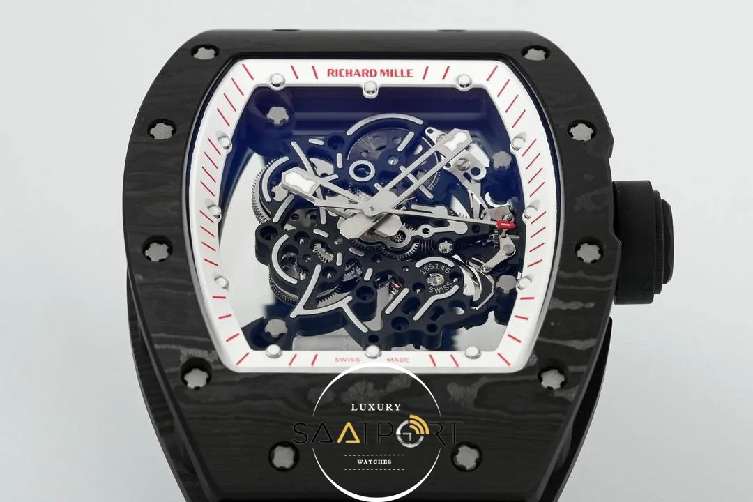Richard Mille Limited Edition RM055 Beyaz İskelet Kadran Tourbillon Karbon Kasa ZF ETA (4) Richard Mille Limited Edition RM055 Beyaz İskelet Kadran Tourbillon Karbon Kasa ZF ETA