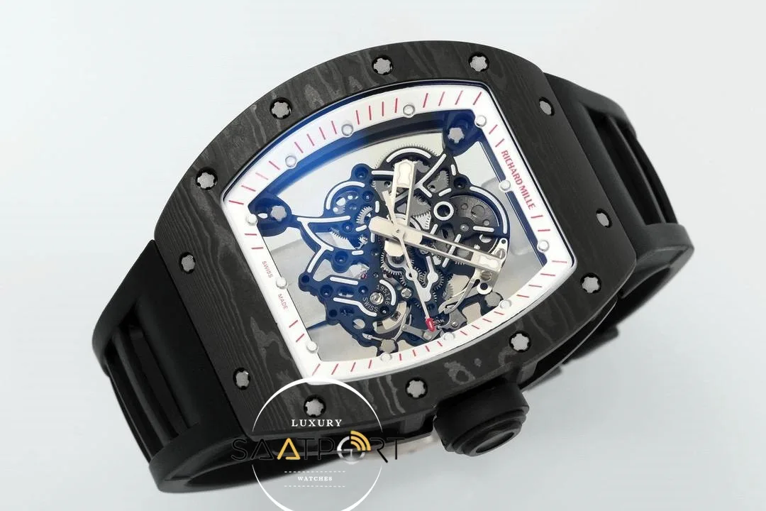 Richard Mille Limited Edition RM055 Beyaz İskelet Kadran Tourbillon Karbon Kasa ZF ETA (5) Richard Mille Limited Edition RM055 Beyaz İskelet Kadran Tourbillon Karbon Kasa ZF ETA