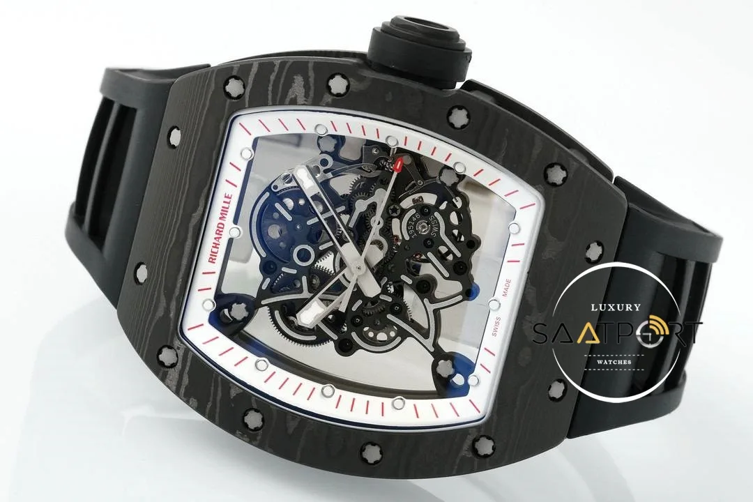 Richard Mille Limited Edition RM055 Beyaz İskelet Kadran Tourbillon Karbon Kasa ZF ETA (6) Richard Mille Limited Edition RM055 Beyaz İskelet Kadran Tourbillon Karbon Kasa ZF ETA