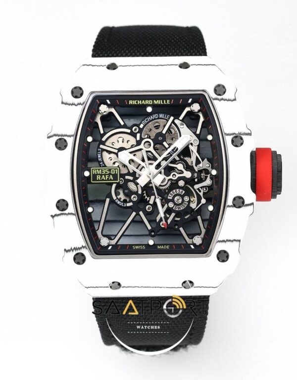 Richard Mille NTPT RM35-01 RAFA Karbon Kasa Dokuma Siyah Velcro Kayış BBRF ETA