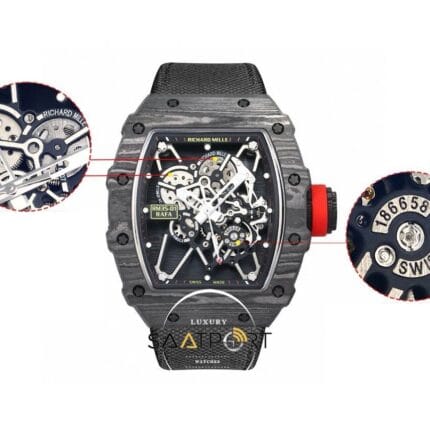 Richard Mille NTPT RM35-01 RAFA Siyah Karbon Kasa Dokuma Siyah Velcro Kayış BBRF ETA