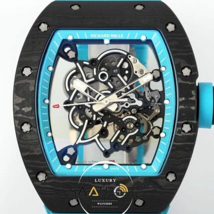 Richard Mille RM055 Yas Marina Circuit Turkuaz İskelet Kadran Tourbillon Karbon Kasa ZF ETA