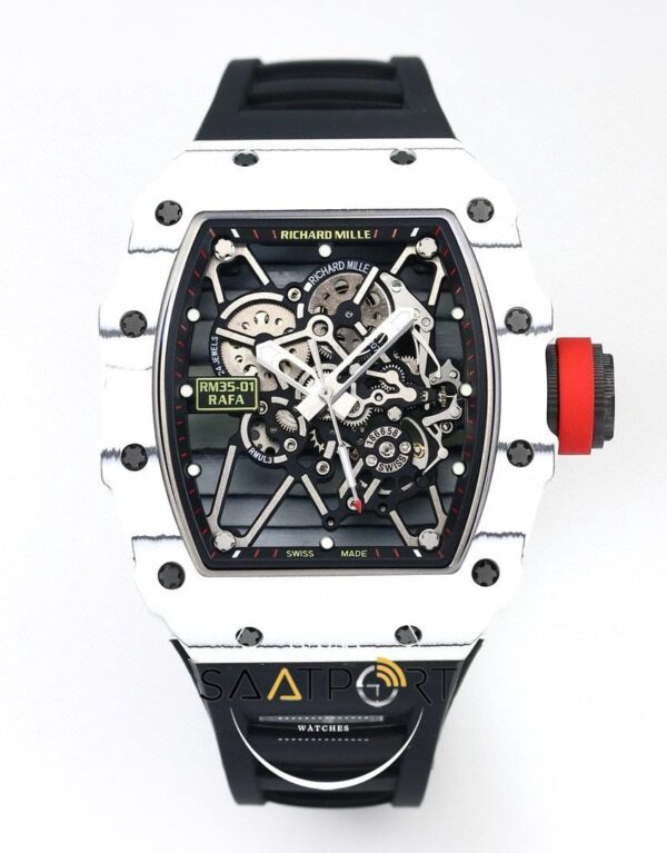Richard Mille RM35-01 RAFA NTPT Karbon Beyaz Kasa Siyah Kauçuk Kayış BBRF ETA